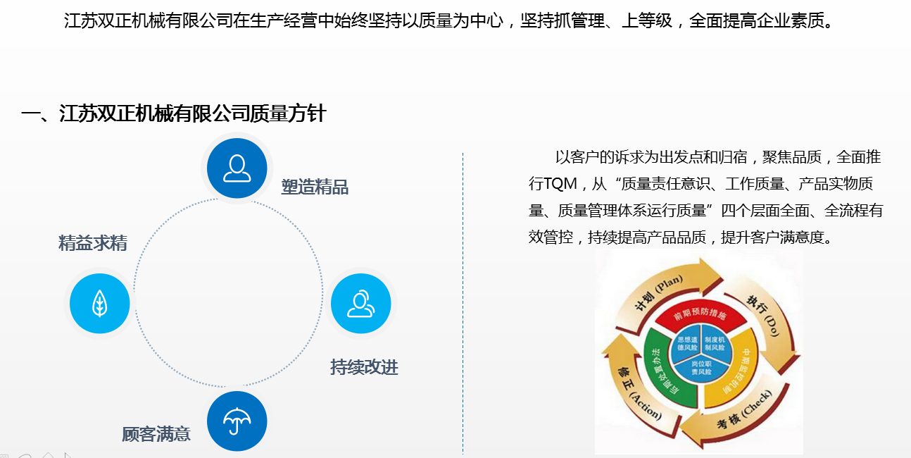 江苏双正机械有限公司质量方针